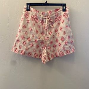 Artisan NY Cream & Red Linen Shorts Size S